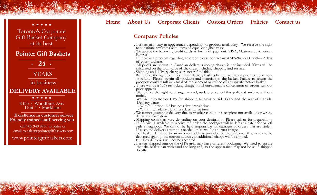 Gift Baskets by Pointer Gift Baskets, Christmas Gift Baskets, Gift Baskets for all occasions